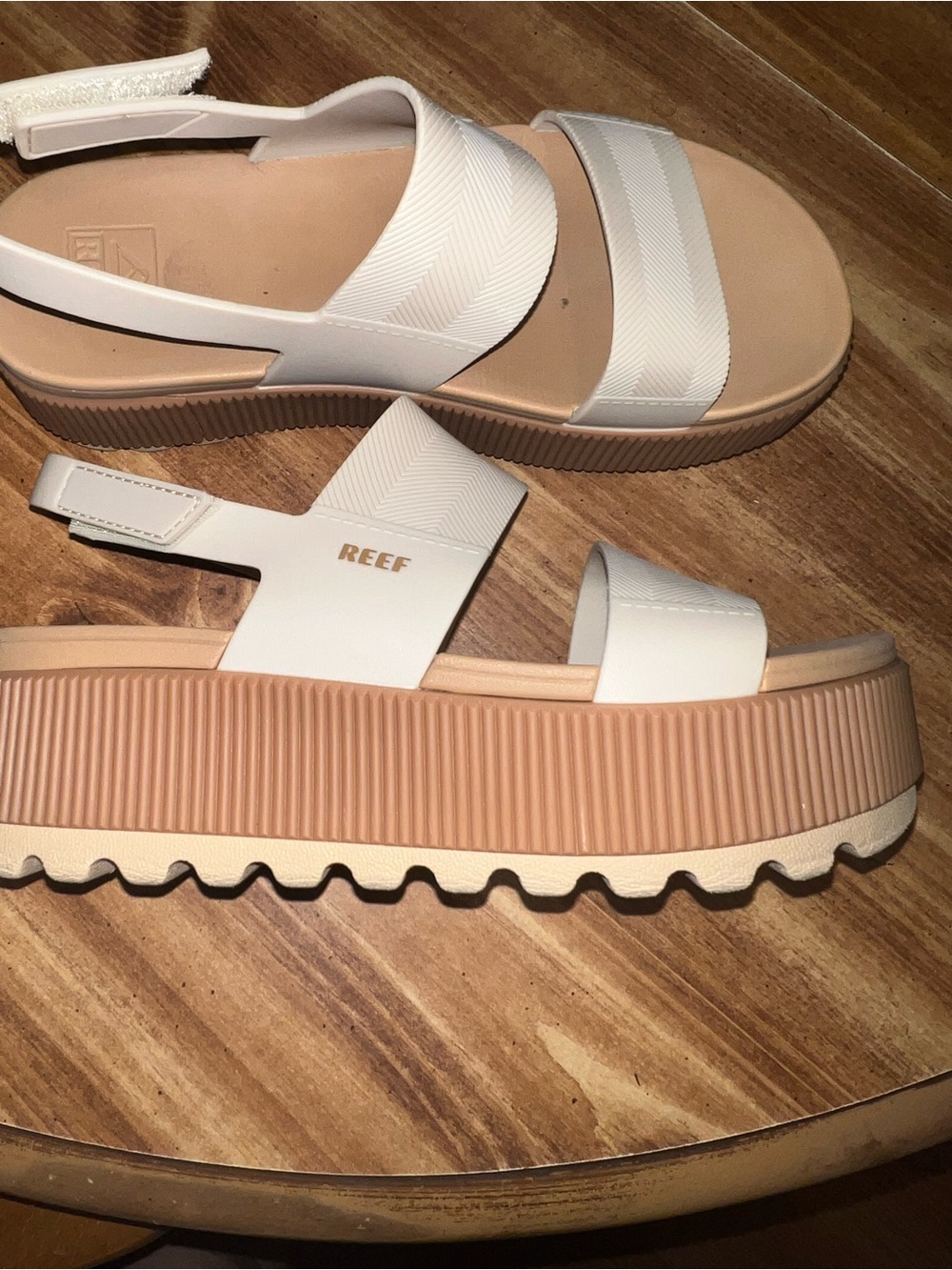 Reef White and Tan Platform Slingback Sandal